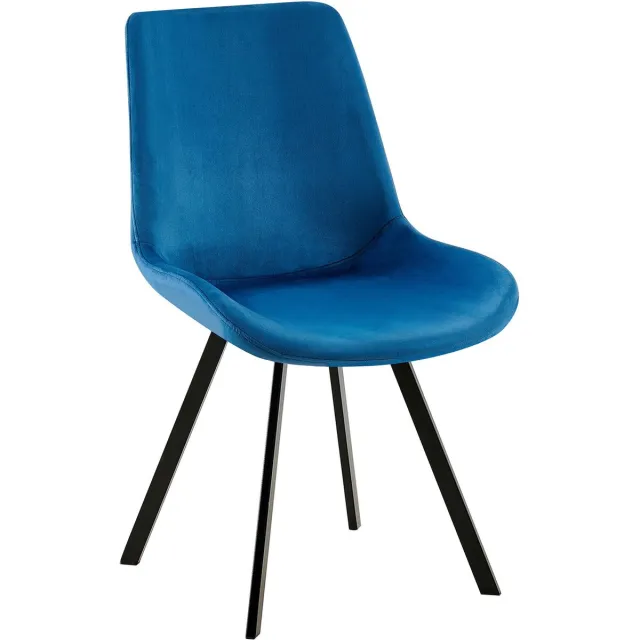 CLP Lewes Eetkamerstoel - Met rugleuning - Met houten poten - Met rugleuning - Velvet - Ffluweel - Fluweel/donkerblauw