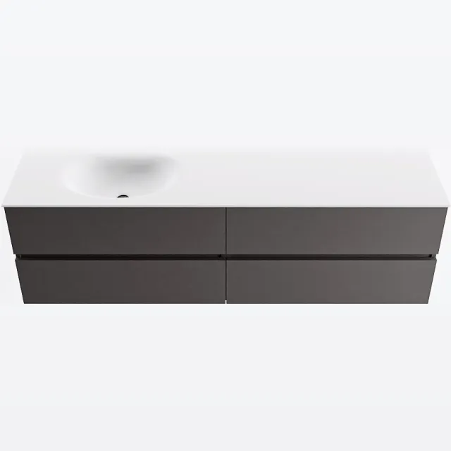 Mondiaz VICA 170cm badmeubel onderkast Dark Grey 4 lades. Wastafel MOON links zonder kraangat, kleur Talc.