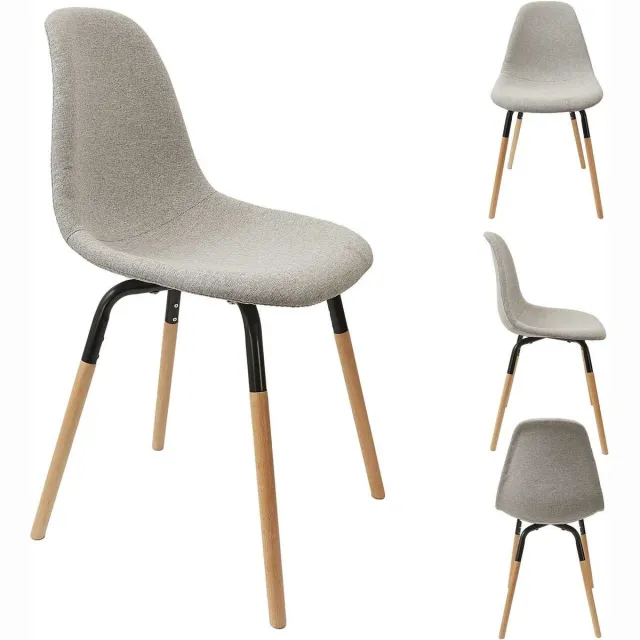 HOME DECO FACTORY Set van 4 stuks Eetkamerstoel Phenix Eettafelstoel - Lichtgrijs