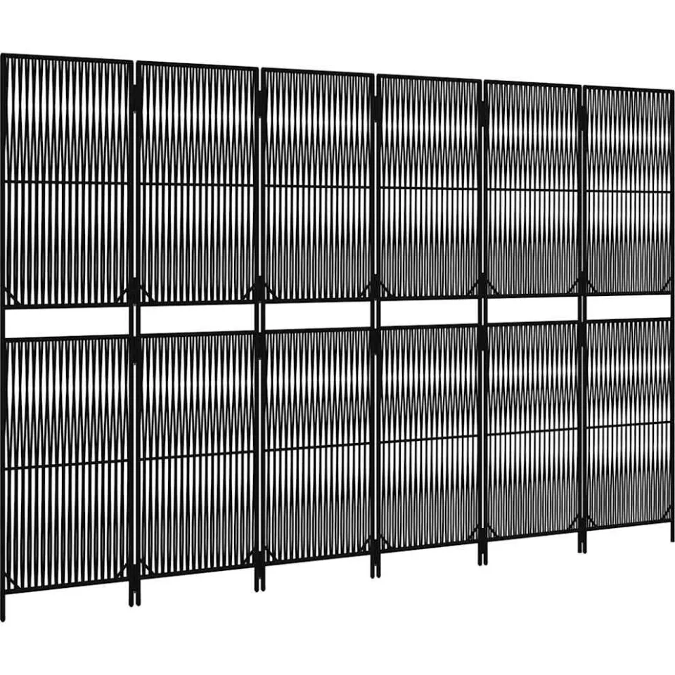 vidaXL Kamerscherm 6 panelen poly rattan zwart, foto 4