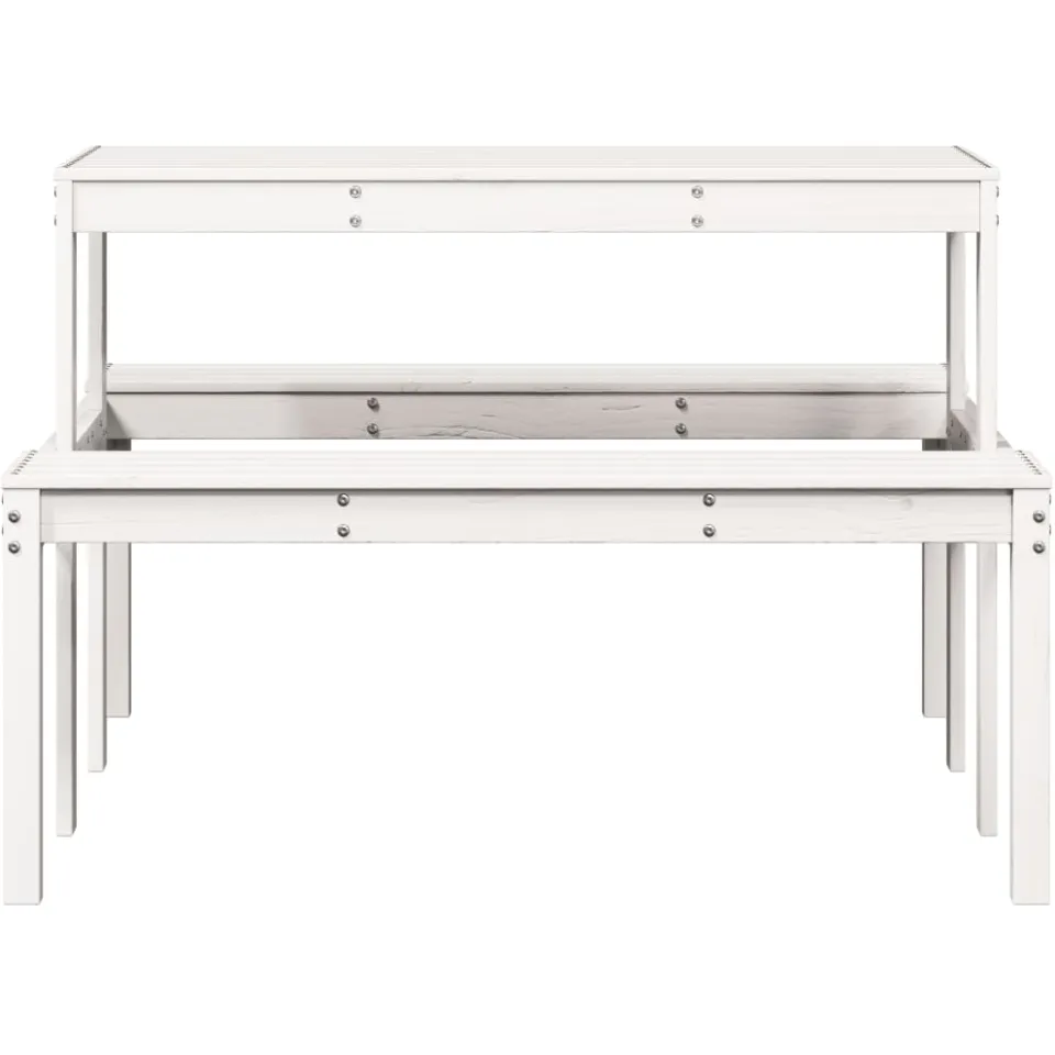 vidaXL Picknicktafel 110x134x75 cm massief grenenhout wit, foto 4