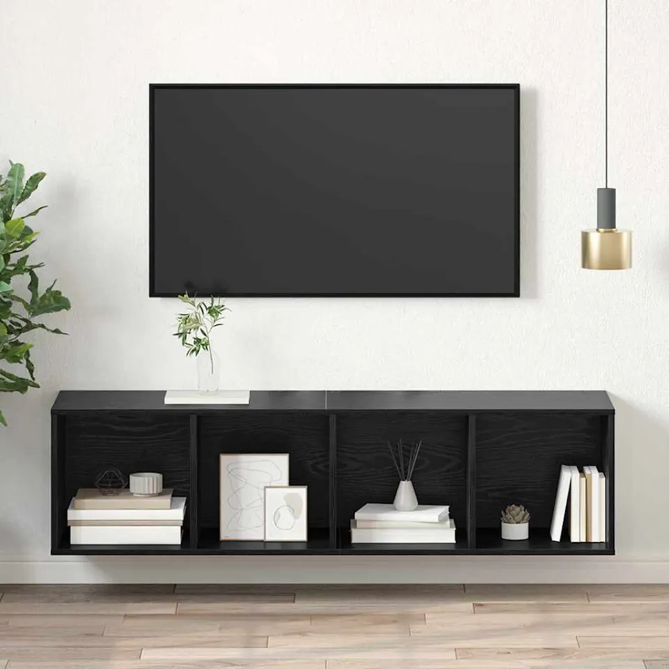 vidaXL Tv-meubelset 37 x 37 x 142,5 cm Zwart Eiken Bewerkt hout, foto 4