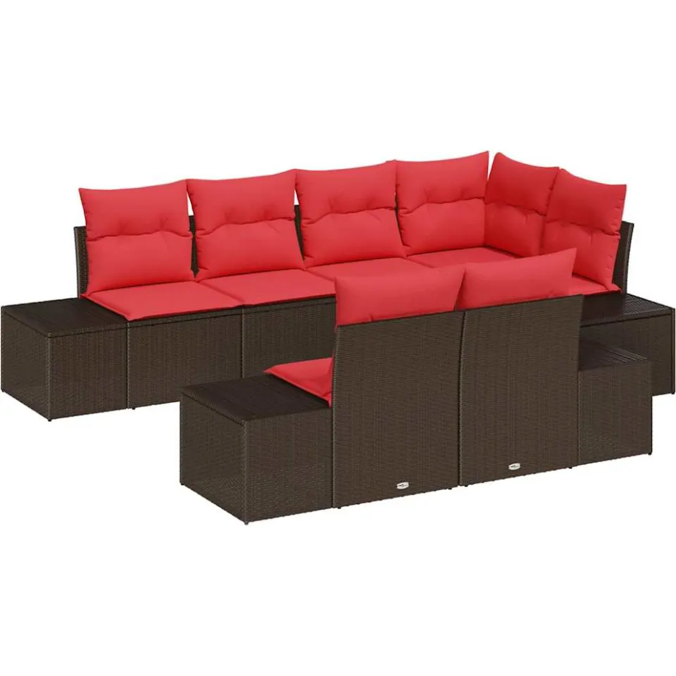 vidaXL Tuin Sofa Set 7 st Bruin poly rattan