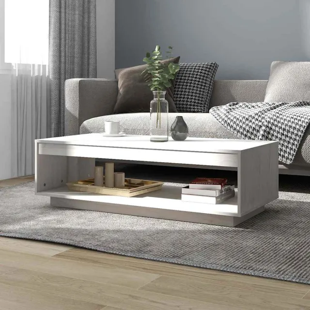 vidaXL Salontafel 110x50x33,5 cm massief grenenhout wit, foto 2