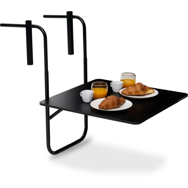 Infinity Goods Balkontafel - Inklapbaar - 60 x 60 CM - Verstelbaar - Hangend - Zwart