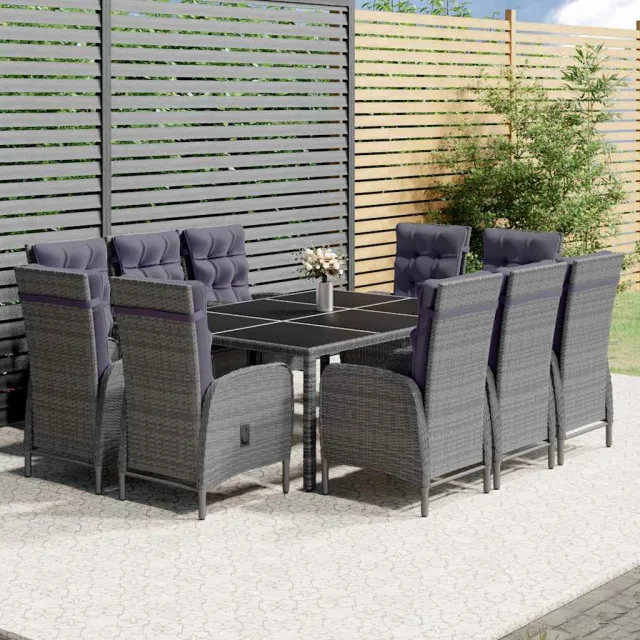 vidaXL 11-delige Tuinset poly rattan grijs, foto 2