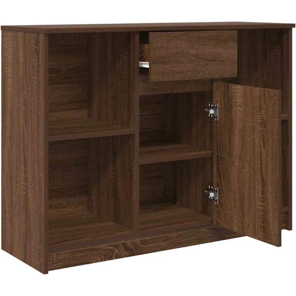 vidaXL Dressoir met lade 101x35x76 cm spaanplaat bruin eikenkleurig, foto 4