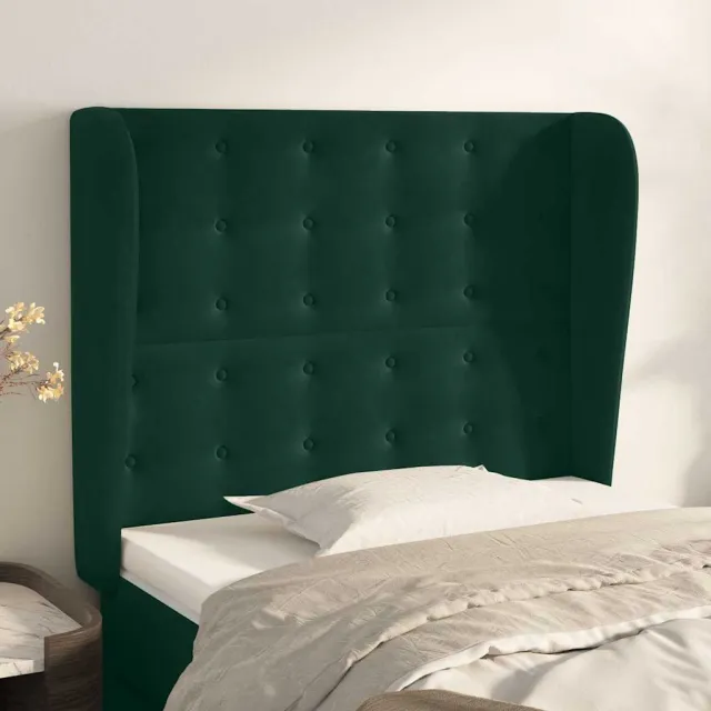 vidaXL Hoofdbord met randen 103x23x118/128 cm fluweel donkergroen groen