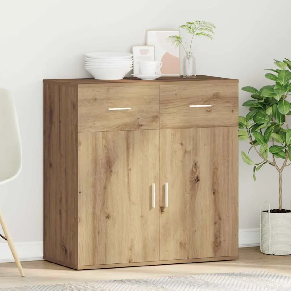 vidaXL Dressoir Artisan Eiken 78 x 38 x 80 cm Bewerkt hout, foto 4