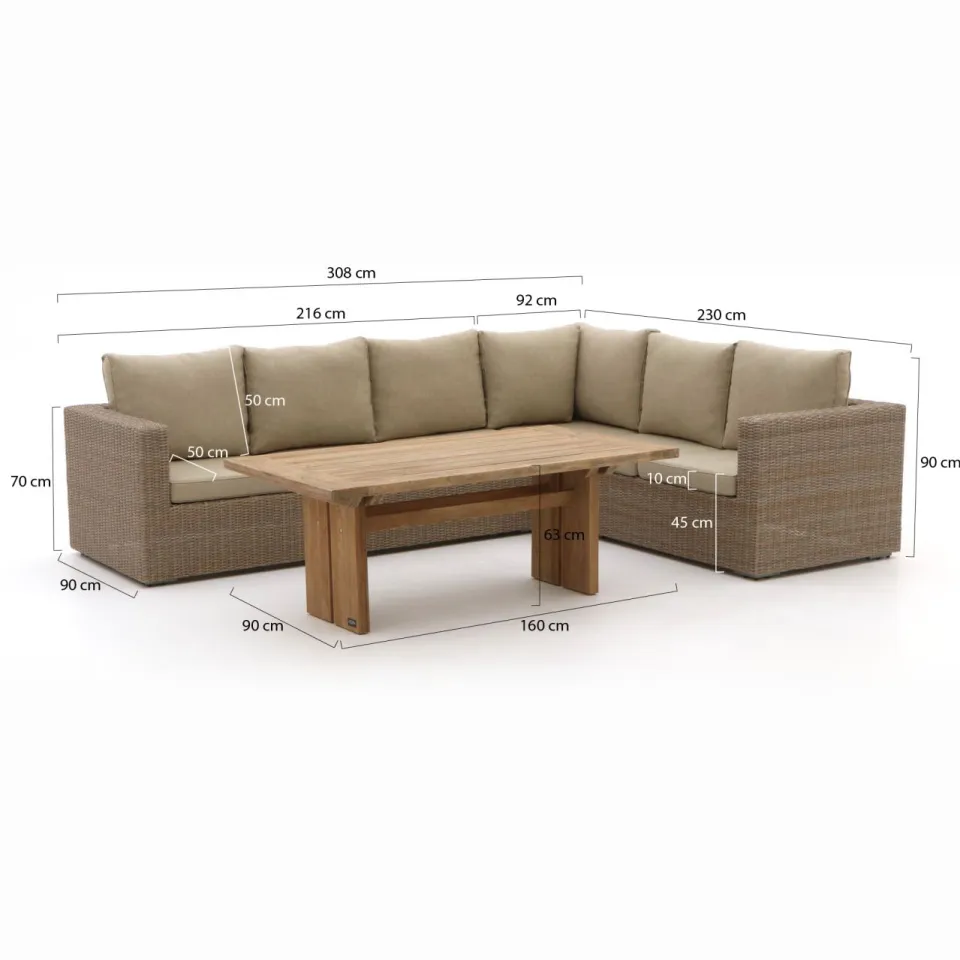 Intenso Furniture Intenso Carpino/ROUGH-L dining loungeset 3-delig rechts bruin, foto 2