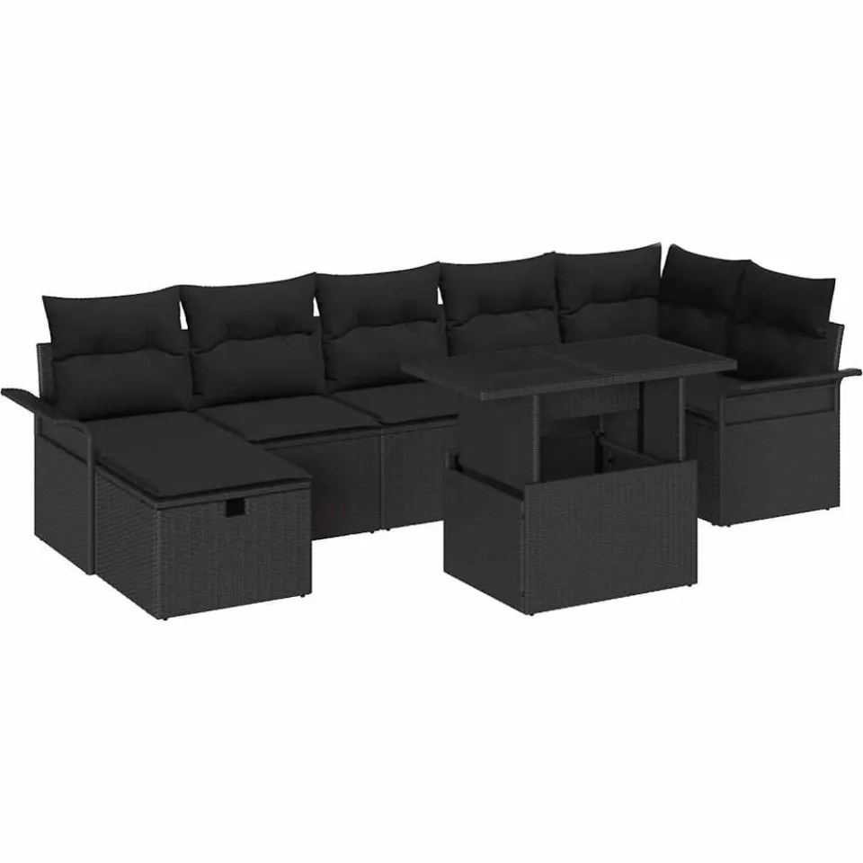 vidaXL Tuin Sofa Set 8 st Zwart poly rattan