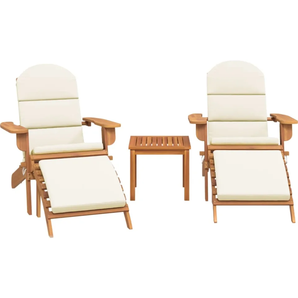 vidaXL 3-delige Loungeset Adirondack massief acaciahout Bruin