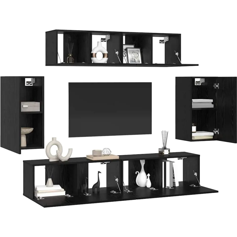 vidaXL Tv-meubelset 6 st Zwart Eiken Bewerkt hout, foto 3