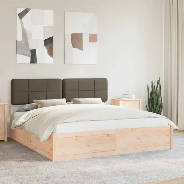 vidaXL Bedframe met Gevoerd Hoofdgedeelte Taupe 180 x 200 cm