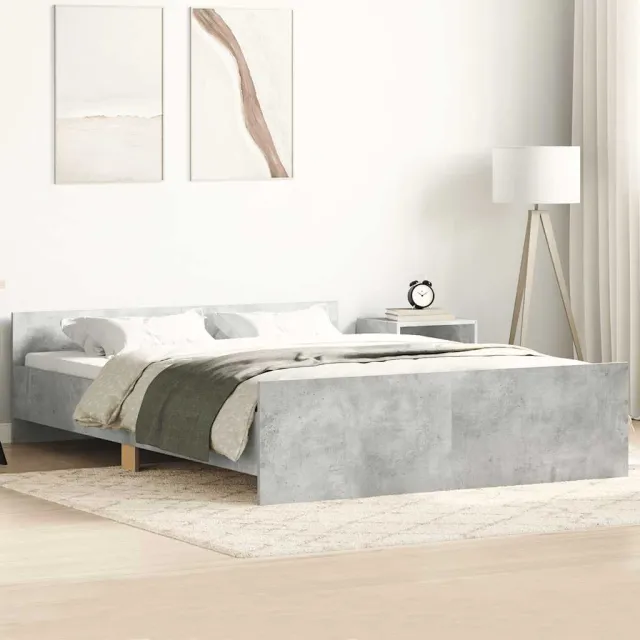 vidaXL Bedframe met hoofd- en voeteneinde betongrijs 140x200 cm