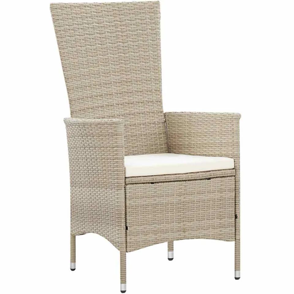 vidaXL 9-delige Tuinset met kussens poly rattan beige, foto 3