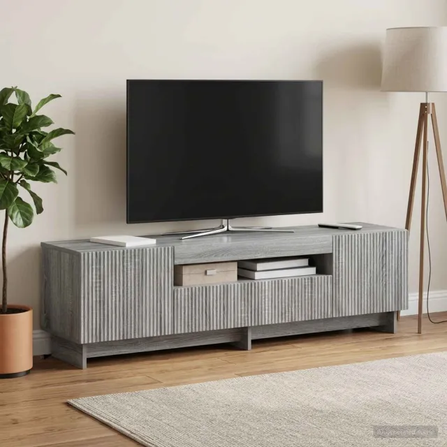 vidaXL LED tv-meubel EDE 153 x 35 x 43 cm Grijs Sonoma Bewerkt hout, foto 2