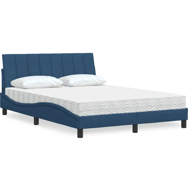 vidaXL Bed met matras "Hanko" stof blauw 140x200 cm