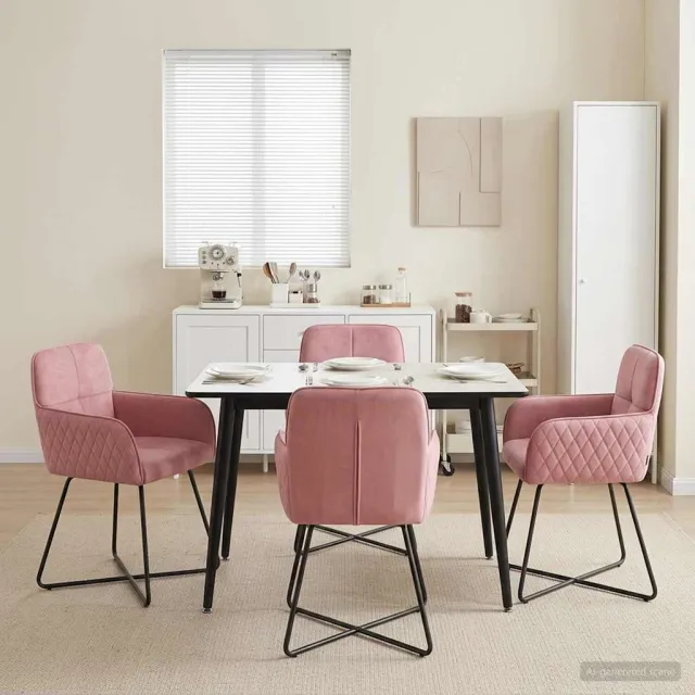 vidaXL Eettafelstoelen 4 st fluweel Roze 59 x 56,5 x 86 cm, foto 2