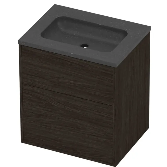 Proline Rollo Badmeubelset Hardsteen Elegant 2 Laden 60x46x67 cm Blue Stone Mokka Oak Eiken