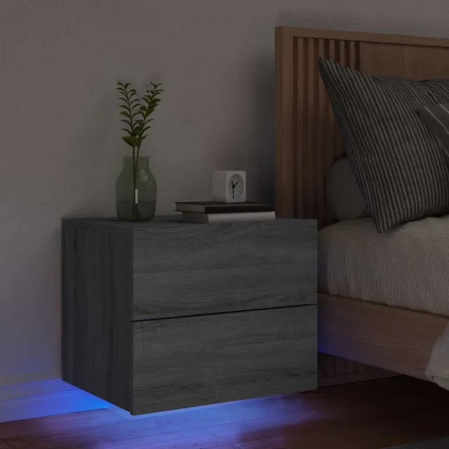vidaXL Nachtkastje met LED's wandgemonteerd grijs sonoma eikenkleurig, foto 2