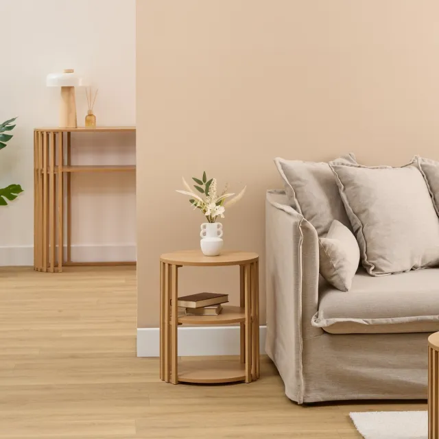 5 Five Simply Smart 5Five Slat Bijzettafel - Ø40xH48cm - Bruin