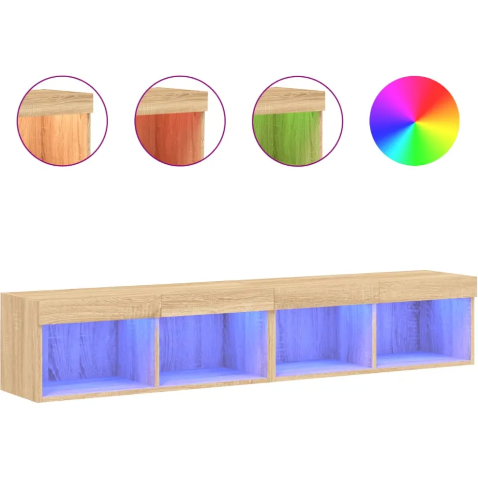 vidaXL Tv-meubels met LED-verlichting 2 st 80x30x30 cm sonoma eiken Bruin