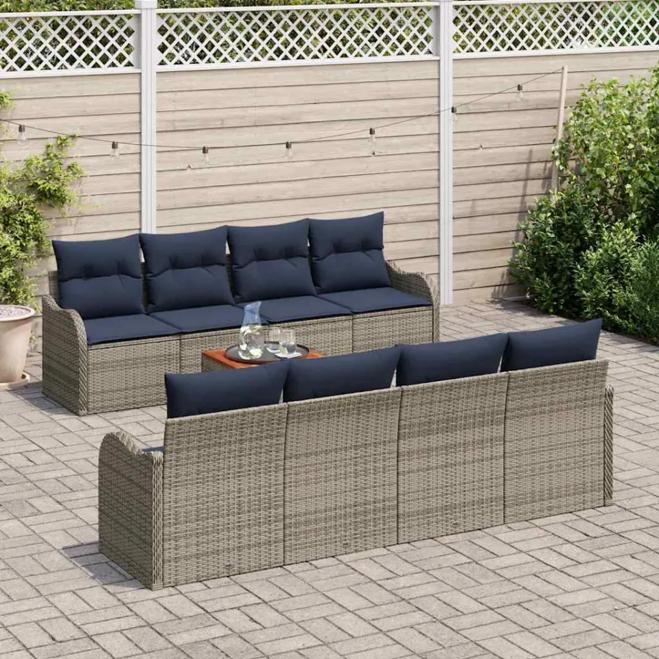 vidaXL Tuinbankenset 9 st Grijs poly rattan
