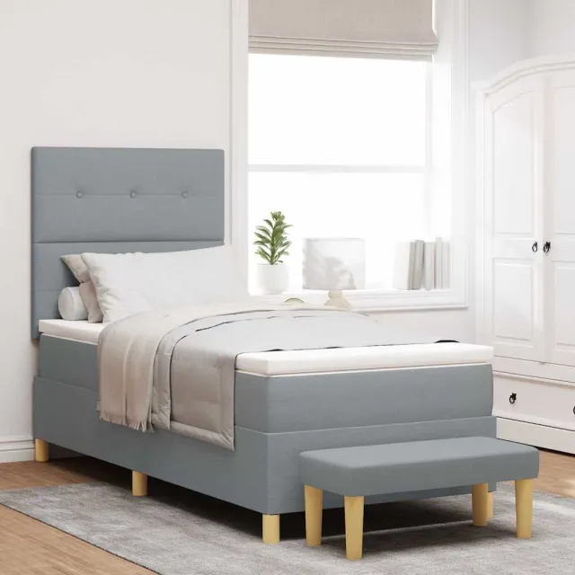 vidaXL Boxspring bed met hoofdeinde Lichtgrijs 200 x 100 cm Stof