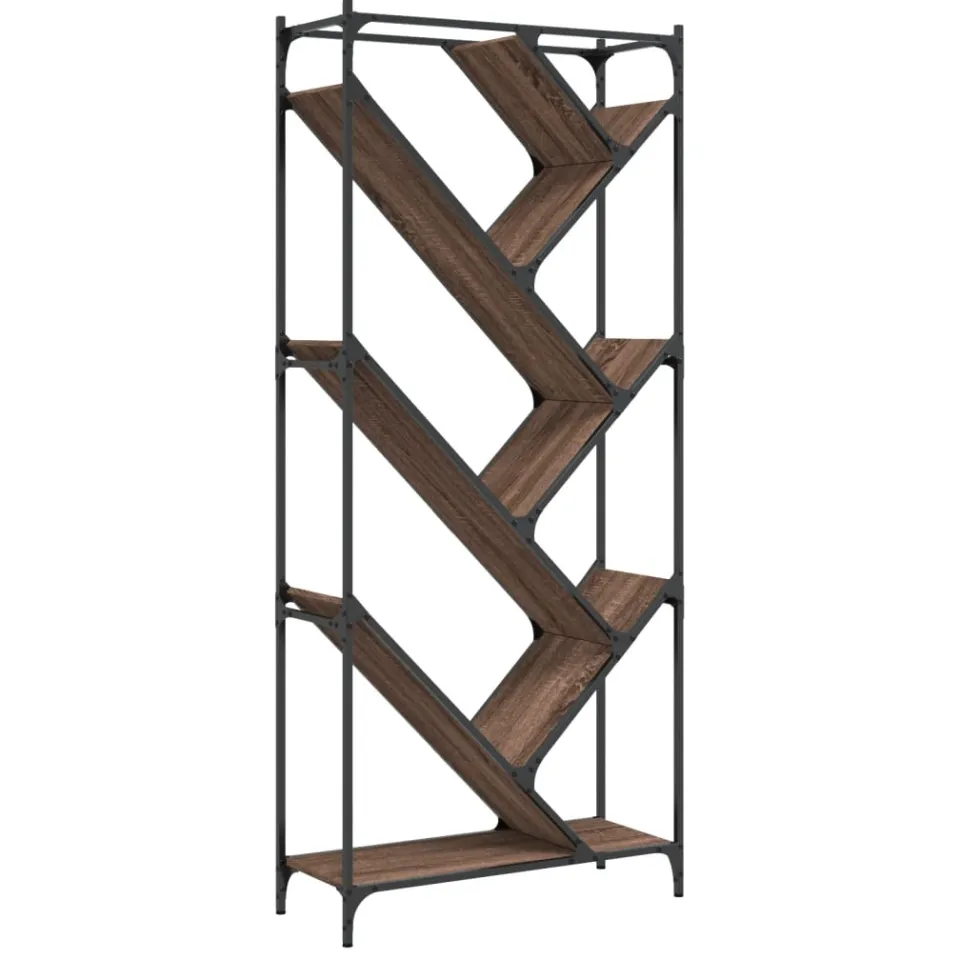 vidaXL Boekenkast 79x30x180 cm bewerkt hout en metaal bruin eiken