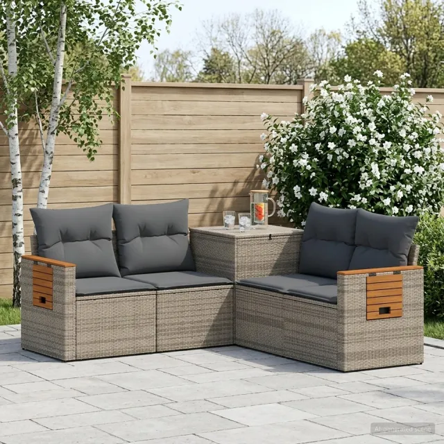 vidaXL Bankstel 5 st Grijs en Donkergrijs 179 x 179 x 85 cm