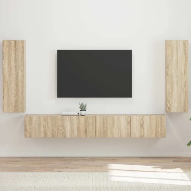 vidaXL TV Wandkast Set 4 st Sonoma Eiken Bewerkt hout, foto 2