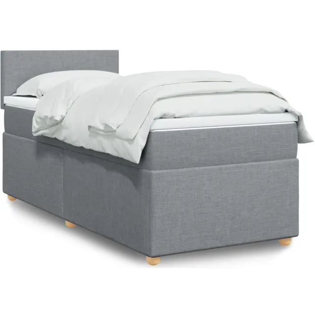 vidaXL Boxspring met matras stof lichtgrijs 90x200 cm grijs