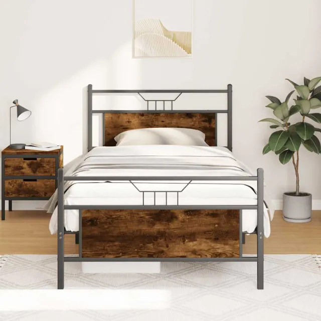 vidaXL Bedframe zonder matras hout gerookt eikenkleurig 100x190 cm