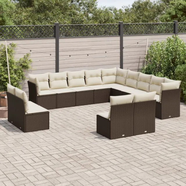 vidaXL 13-delige Loungeset met kussens poly rattan bruin, foto 2