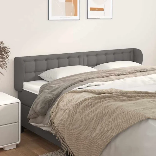 vidaXL Hoofdbord met randen 163x23x78/88 cm kunstleer grijs