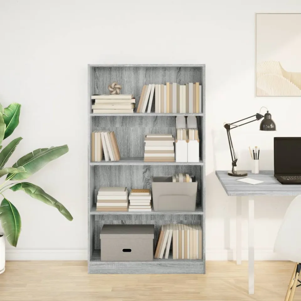 vidaXL Boekenkast 80x24x143 cm bewerkt hout grijs sonoma eikenkleurig, foto 2