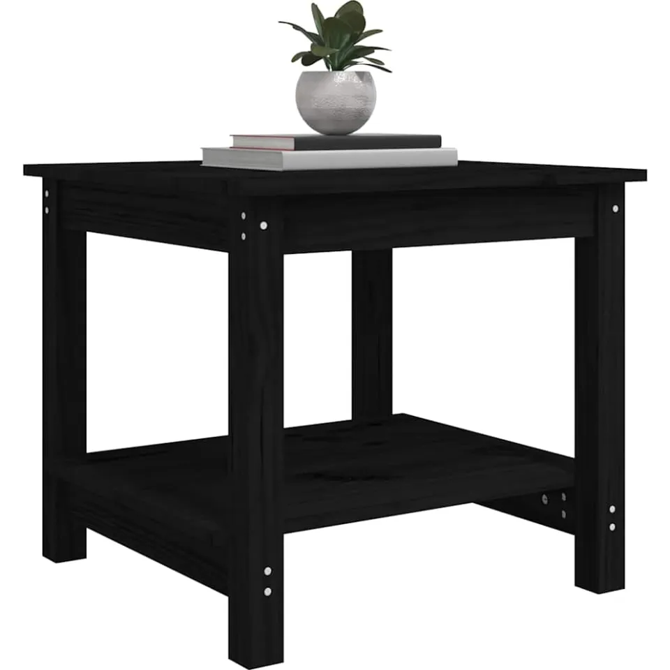 vidaXL Salontafel 50x50x45 cm massief grenenhout zwart