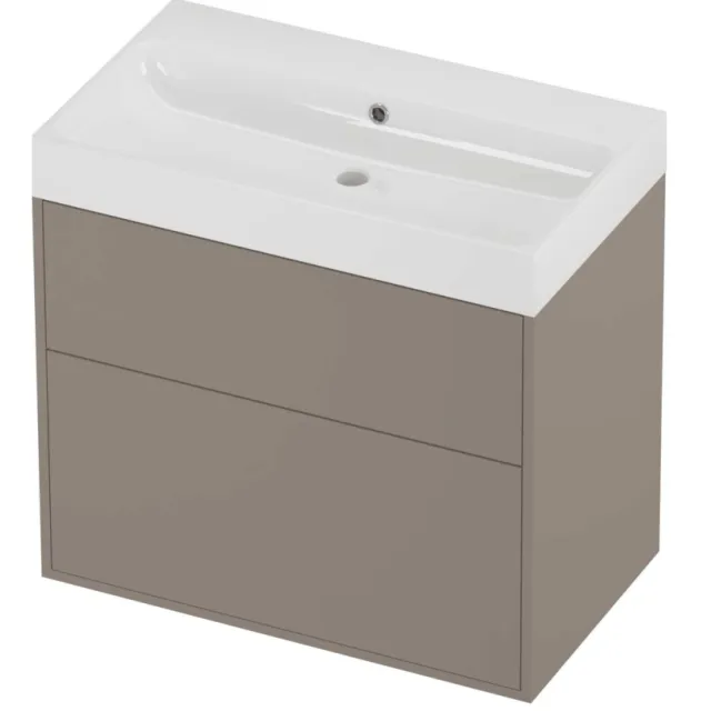 Proline Podium Badmeubelset Polystone Loft 2 Laden 80x46x75 cm Glans Wit Clay Beige