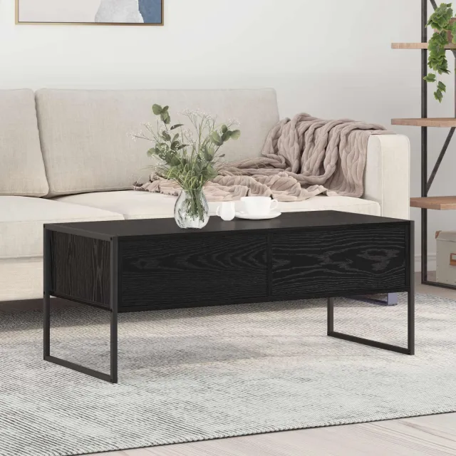 vidaXL Salontafel Zwart Eiken 100 x 46 x 40 cm Bewerkt hout
