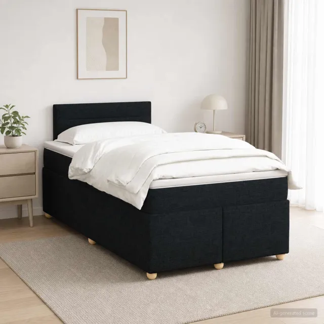 vidaXL Boxspringbed met matras met hoofdeinde Zwart 120 x 200 cm Stof