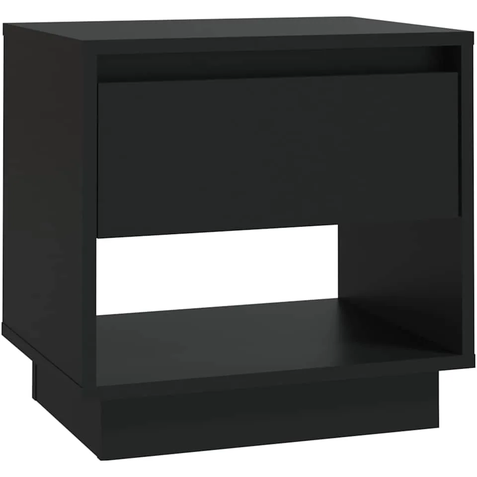 vidaXL Nachtkastje 45x34x44 cm bewerkt hout zwart, foto 3