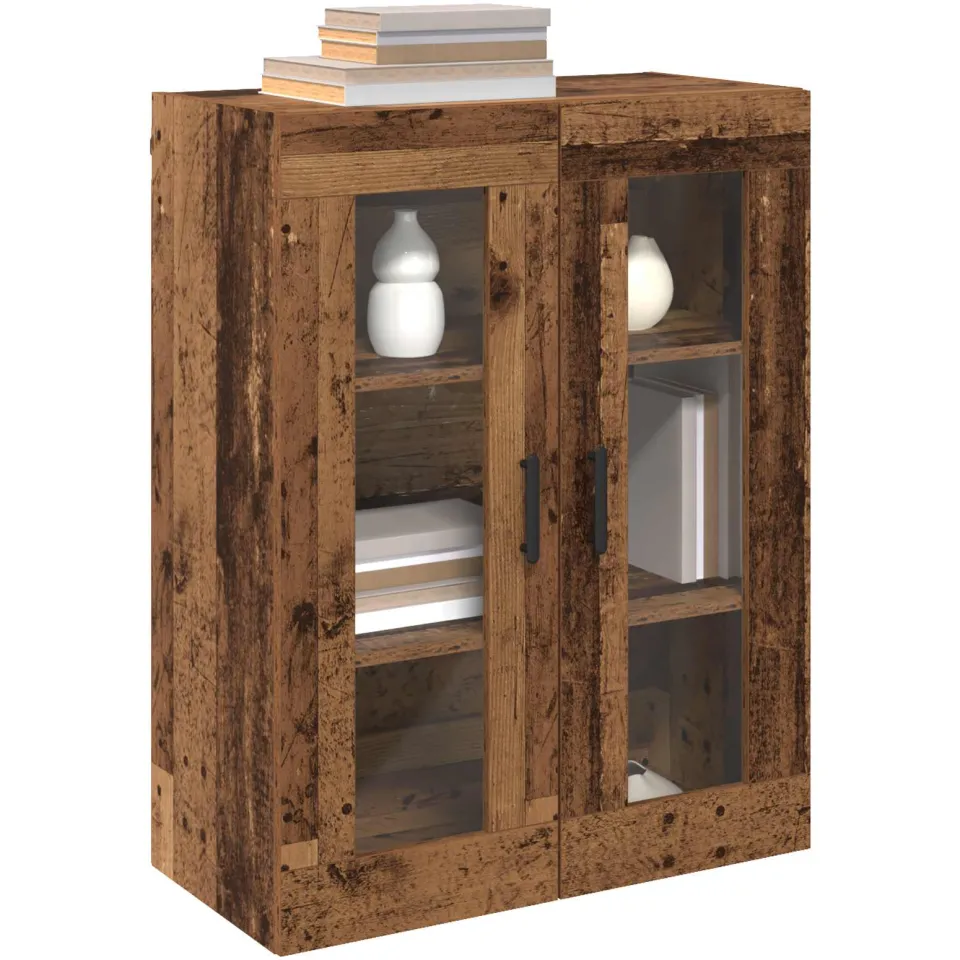 vidaXL Wandgemonteerde Kasten 2 st Oud hout 69,5 x 34 x 90 cm Bruin