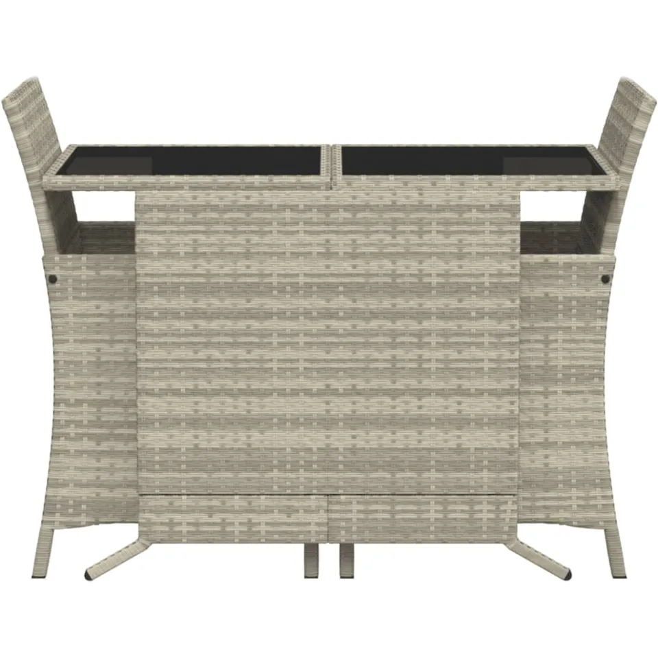 vidaXL 3-delige Bistroset met kussens poly rattan lichtgrijs grijs, foto 2