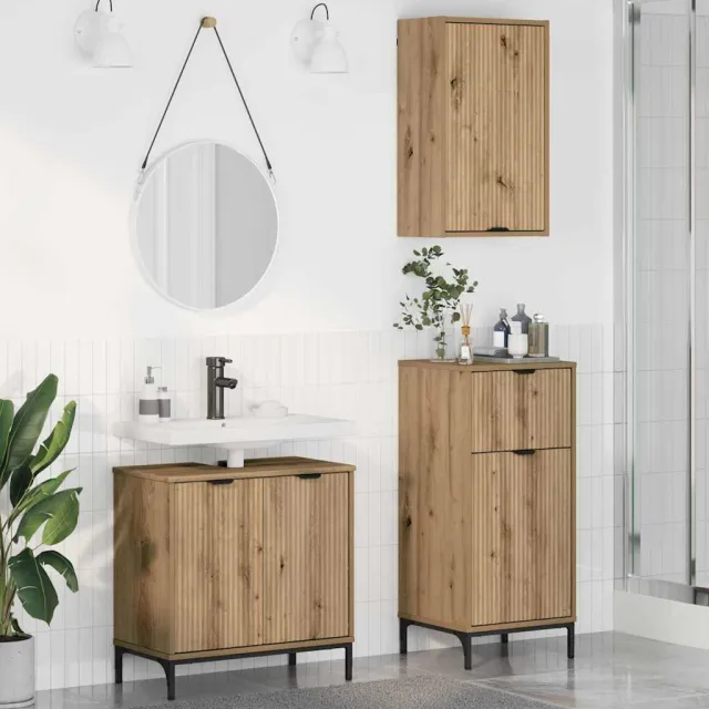 vidaXL Badkamermeubelset 3 st Artisan Eiken 39,5 x 36 x 88 cm Bruin