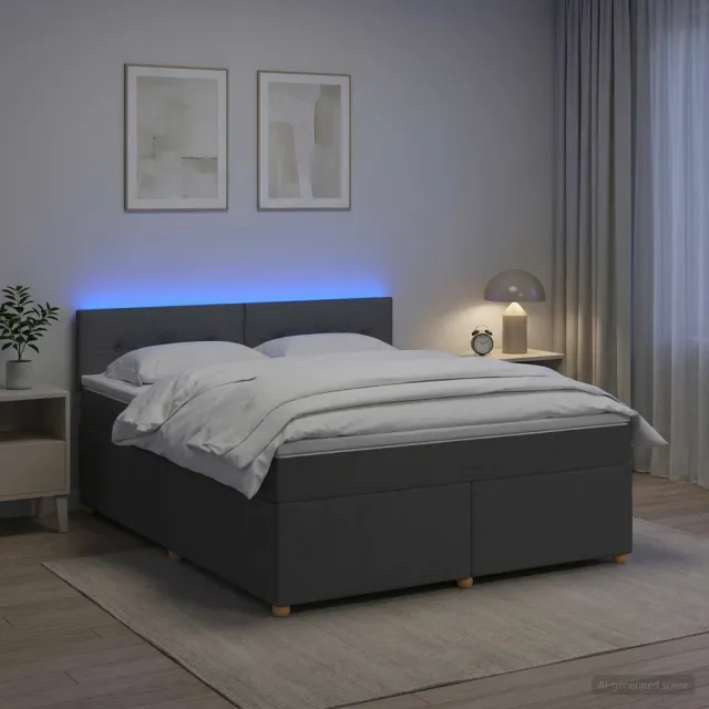 vidaXL Boxspringbed met matras Donkergrijs 140 x 190 cm Stof