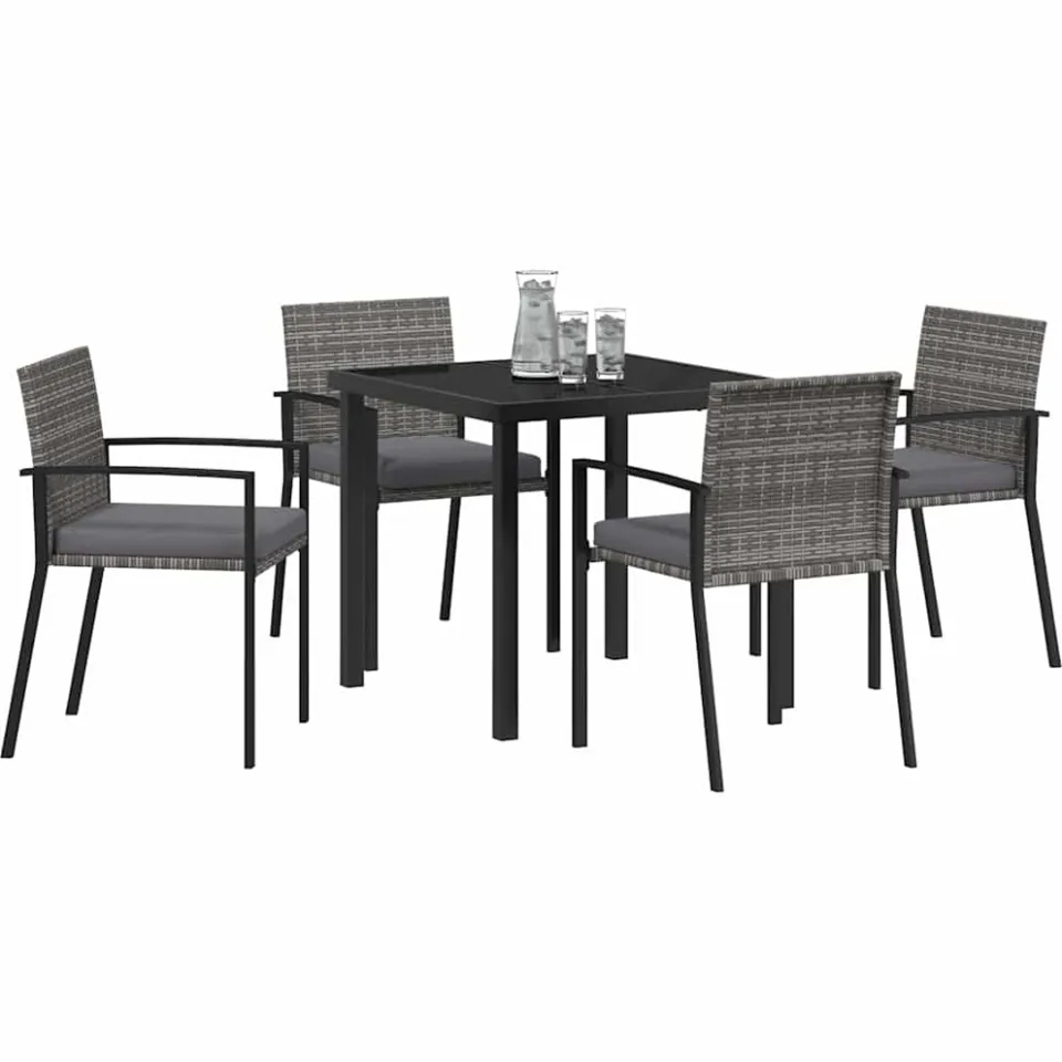 vidaXL Tuin eettafelset 5 st Grijs Gepoedercoat staal