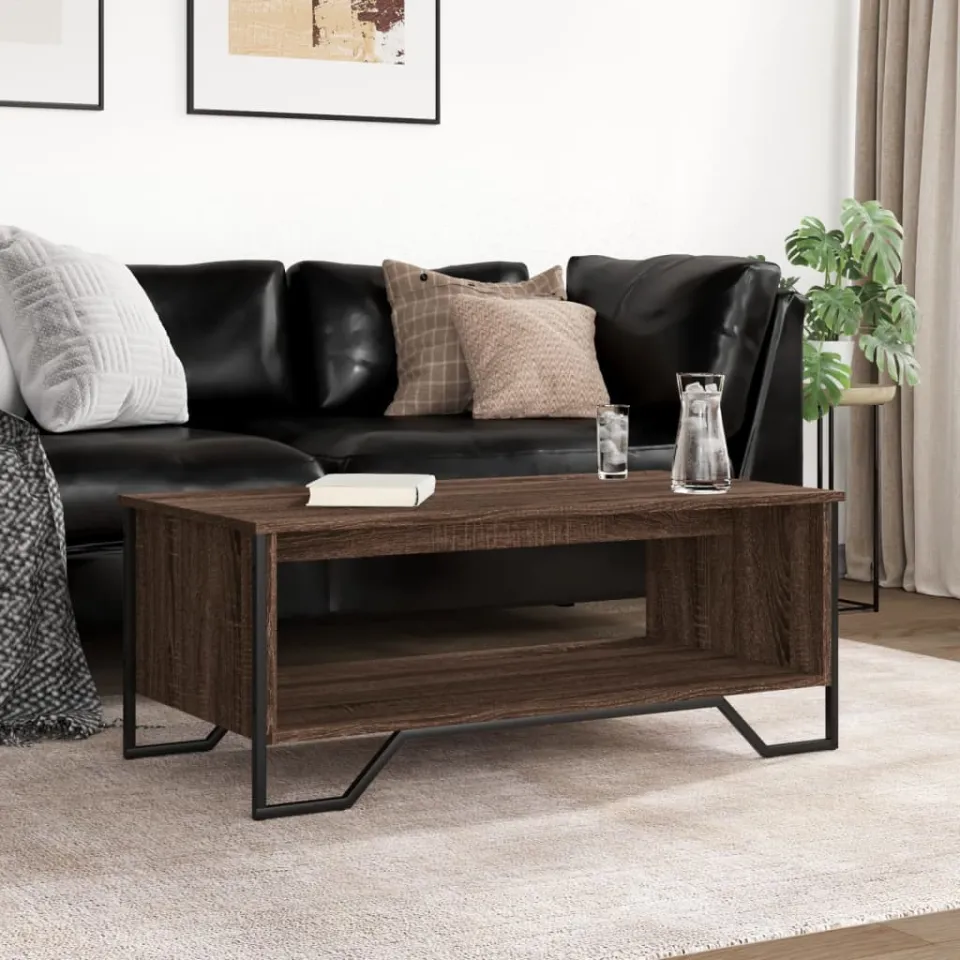 vidaXL Salontafel 100x51x40 cm bewerkt hout bruin eikenkleur, foto 3