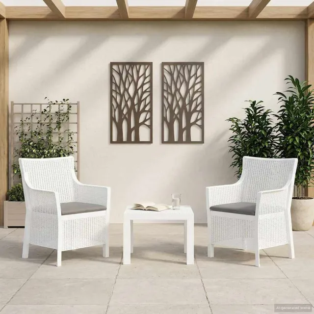 vidaXL Loungeset 3 st Wit PP
