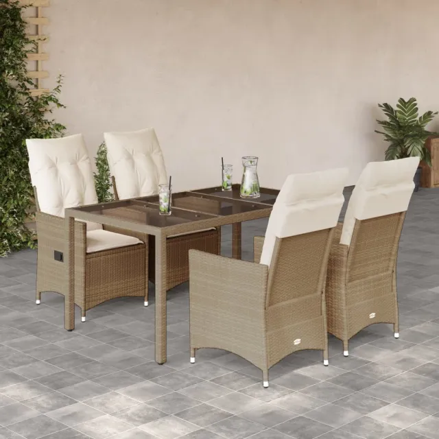 vidaXL 5-delige Tuinset met kussens poly rattan beige, foto 2